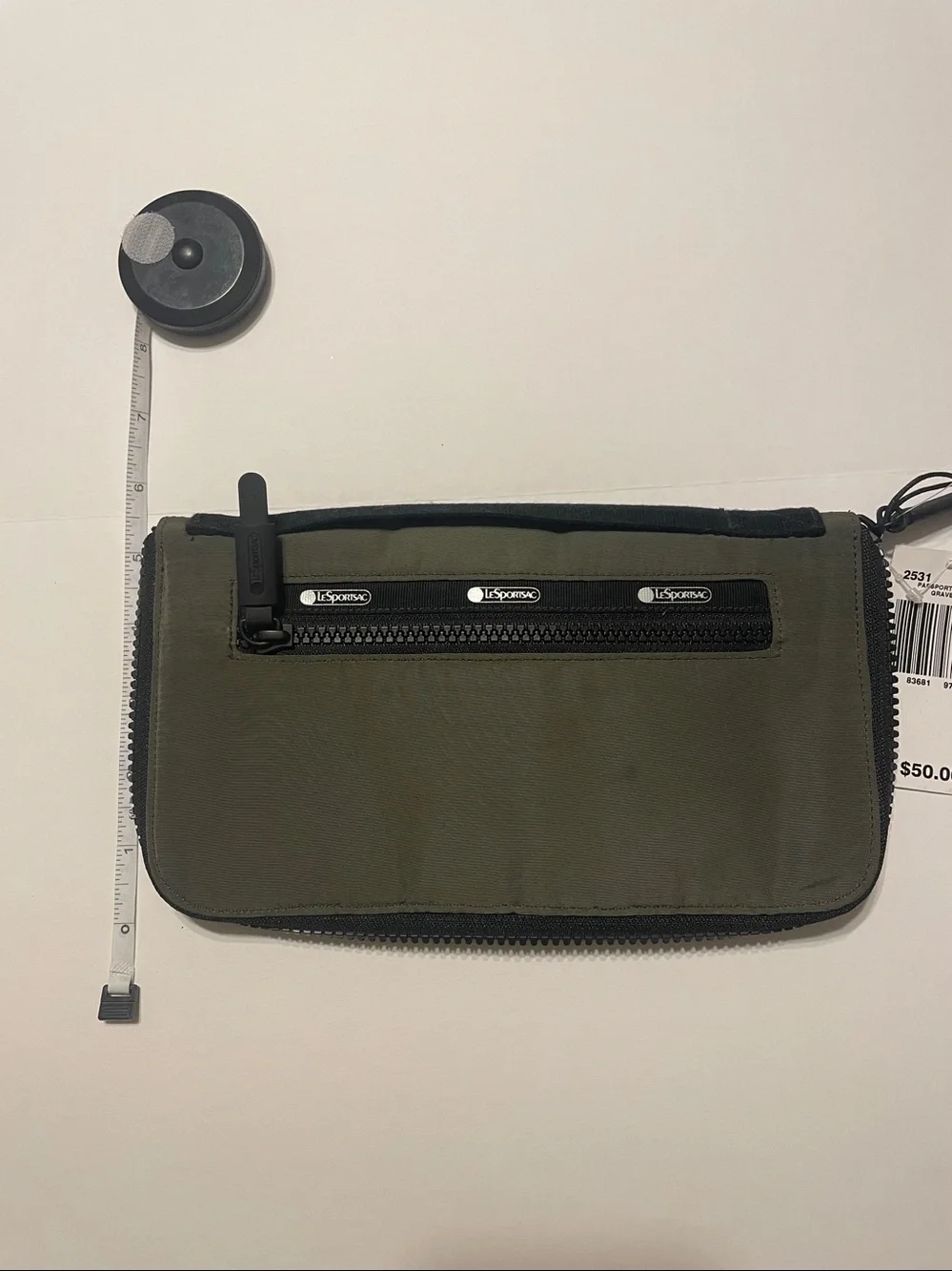 Lesportsac Olive Green and Black Zip Travel Wallet